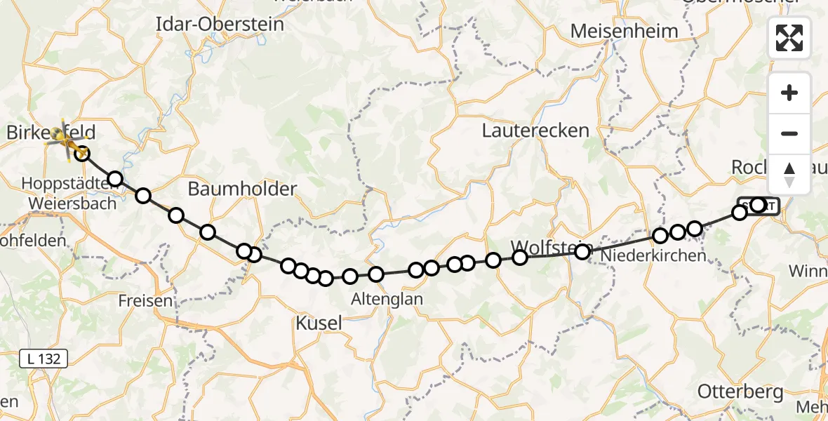 Flugroute Rettungshubschrauber Rockenhausen - Birkenfeld, 17 September 2026, 13:10