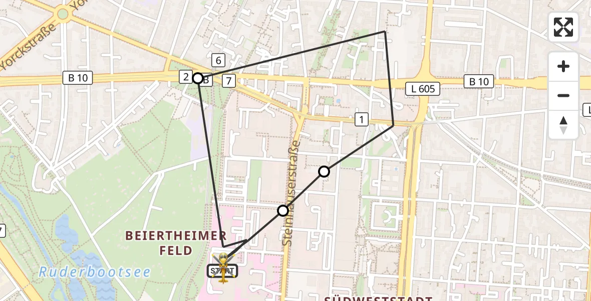 Flugroute Ambulanzhubschrauber Sankt Vincentius Hospital - Sankt Vincentius Hospital, 17 September 2026, 13:17