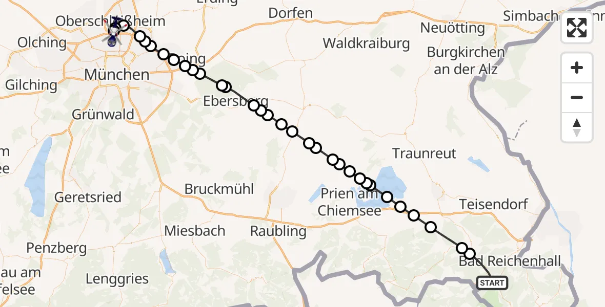 Flugroute Polizeihubschrauber Schneizlreuth - Oberschleißheim, 17 September 2026, 13:17