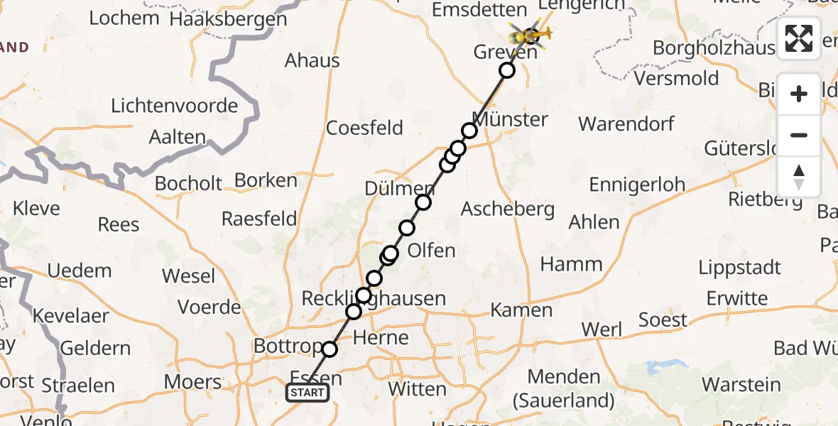 Flugroute Ambulanzhubschrauber Essen - Christoph  Westfalen-ADAC, 17 September 2026, 13:19