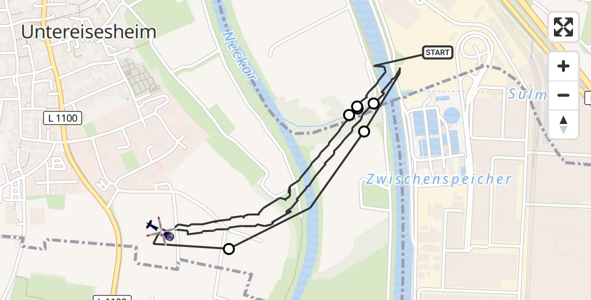 Flugroute Polizeihubschrauber Bad Friedrichshall - Untereisesheim, 17 September 2026, 13:38