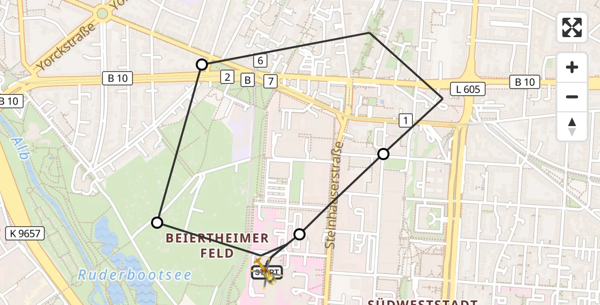 Flugroute Ambulanzhubschrauber Sankt Vincentius Hospital - Sankt Vincentius Hospital, 17 September 2026, 13:42