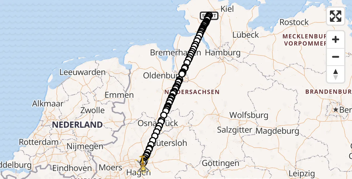 Flugroute Rettungshubschrauber Hörsten - Dortmund Flughafen, 17 September 2026, 13:45