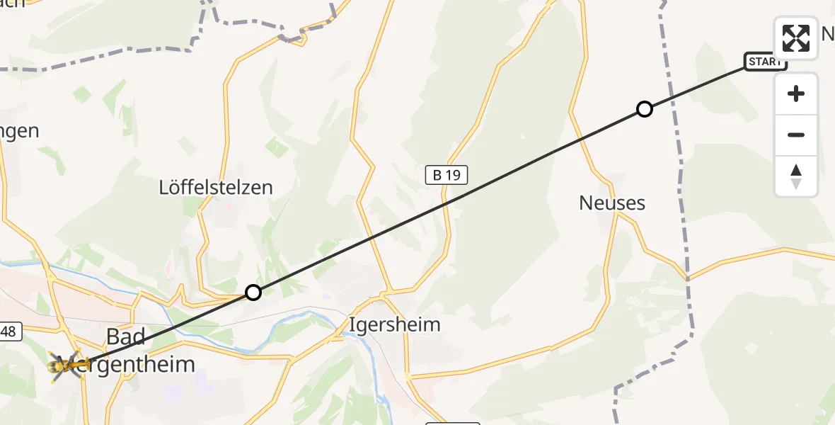 Flugroute Rettungshubschrauber Weikersheim - Bad Mergentheim, 17 September 2026, 14:00