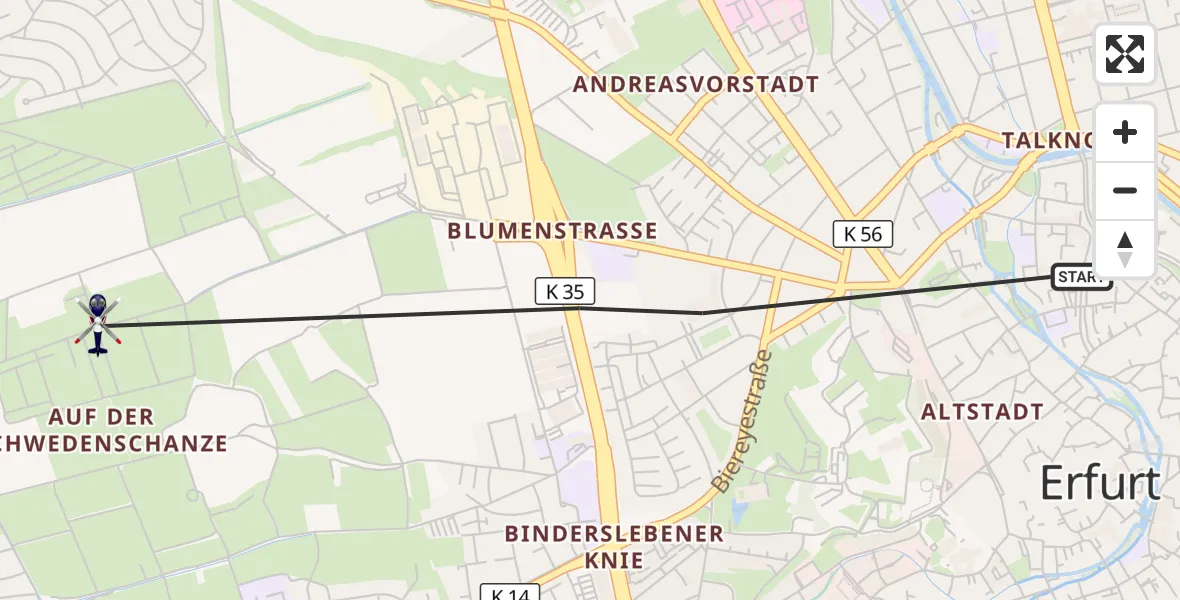 Flugroute Polizeihubschrauber Erfurt - Erfurt, 17 September 2026, 14:27