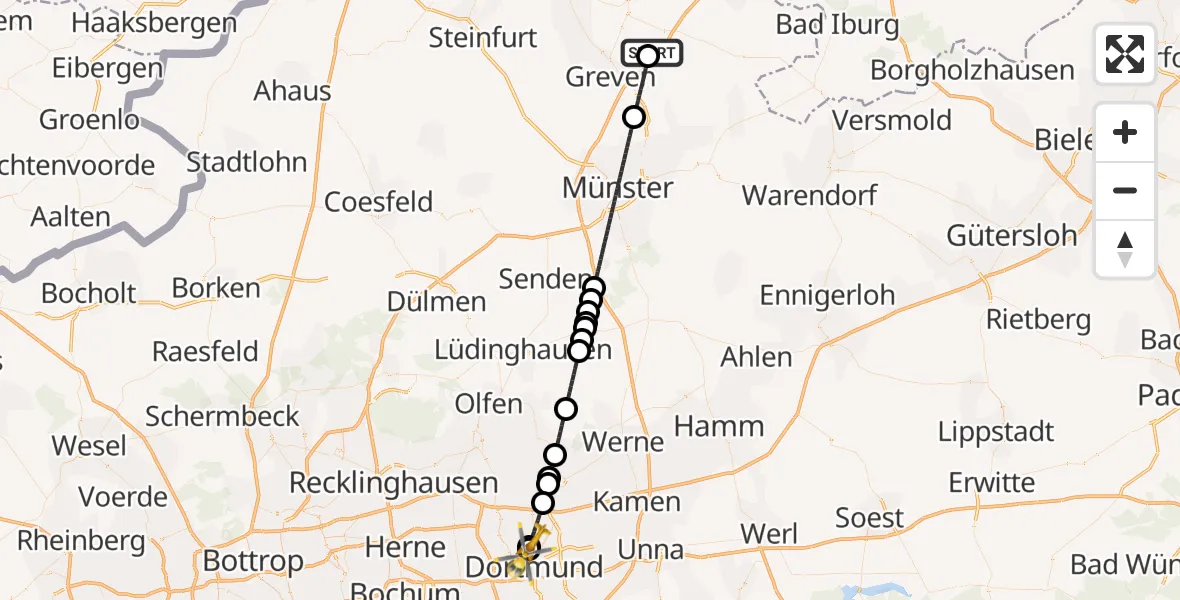 Flugroute Ambulanzhubschrauber Christoph  Westfalen-ADAC - Dortmund Hospital North, 17 September 2026, 14:32