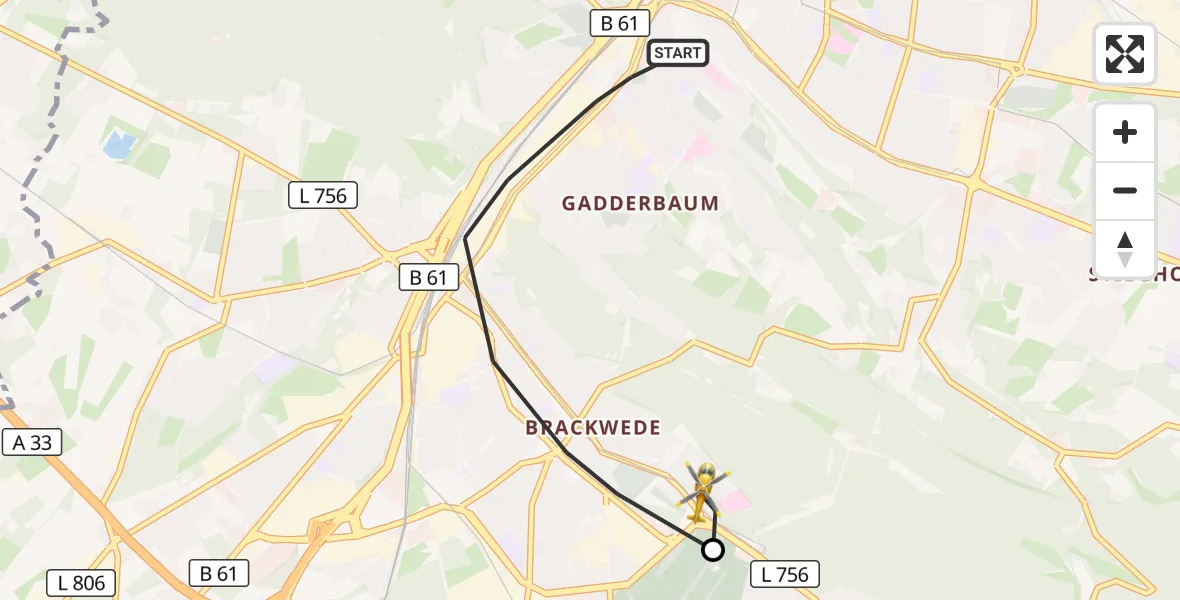 Flugroute Rettungshubschrauber Bielefeld - Luftrettungszentrum Bielefeld, 17 September 2026, 14:50
