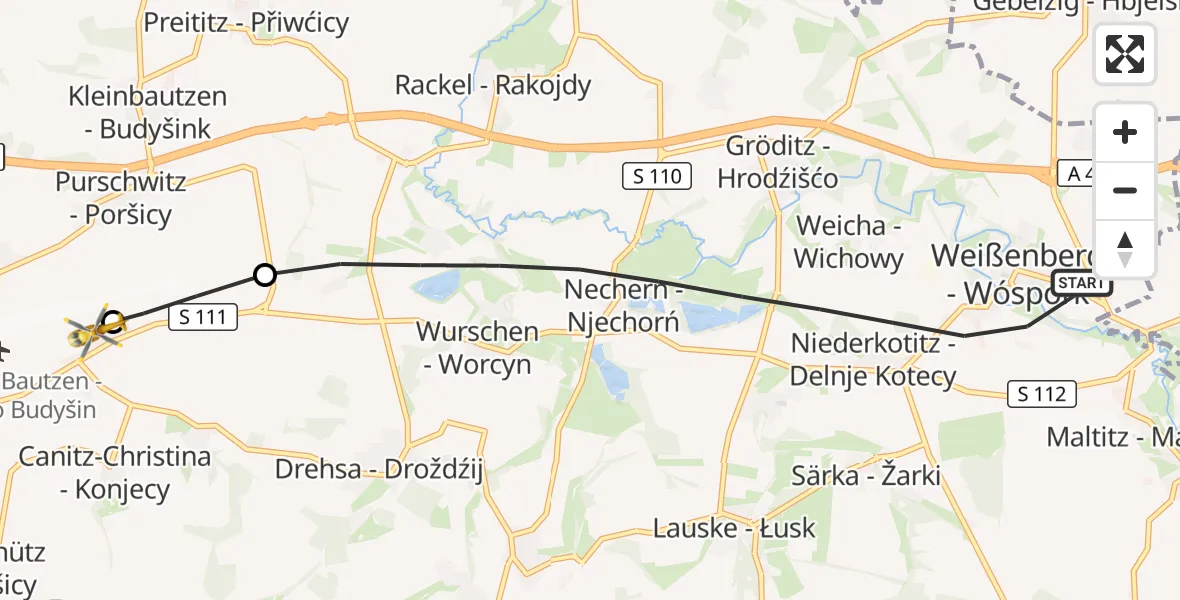 Flugroute Rettungshubschrauber Weißenberg - Bautzen Flugplatz, 17 September 2026, 14:57