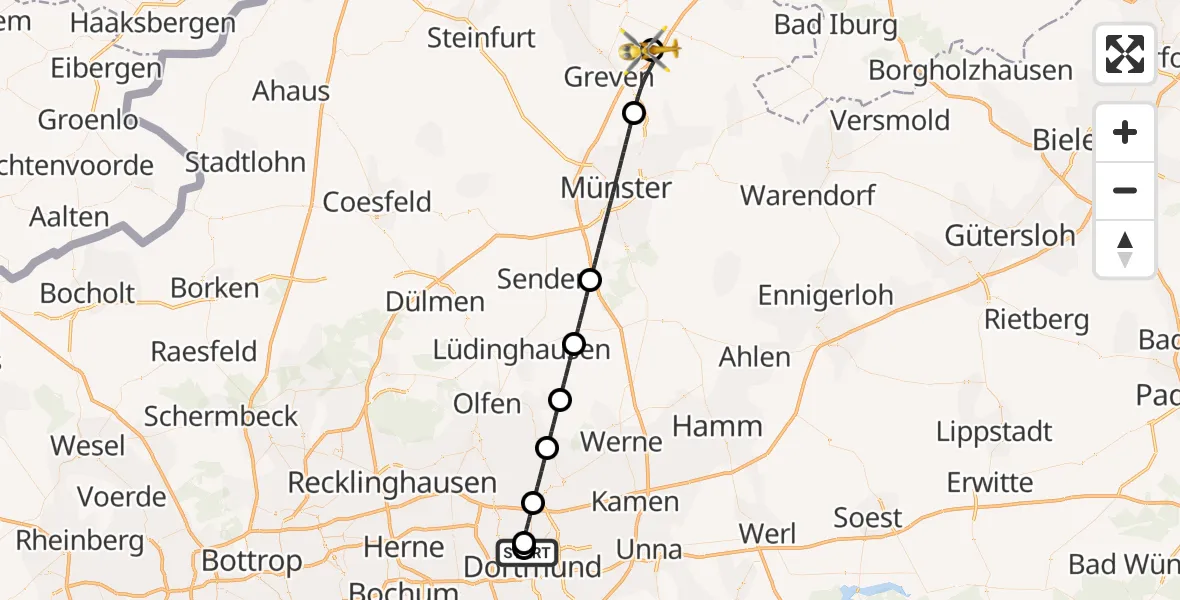 Flugroute Ambulanzhubschrauber Dortmund Hospital North - Christoph  Westfalen-ADAC, 17 September 2026, 15:11
