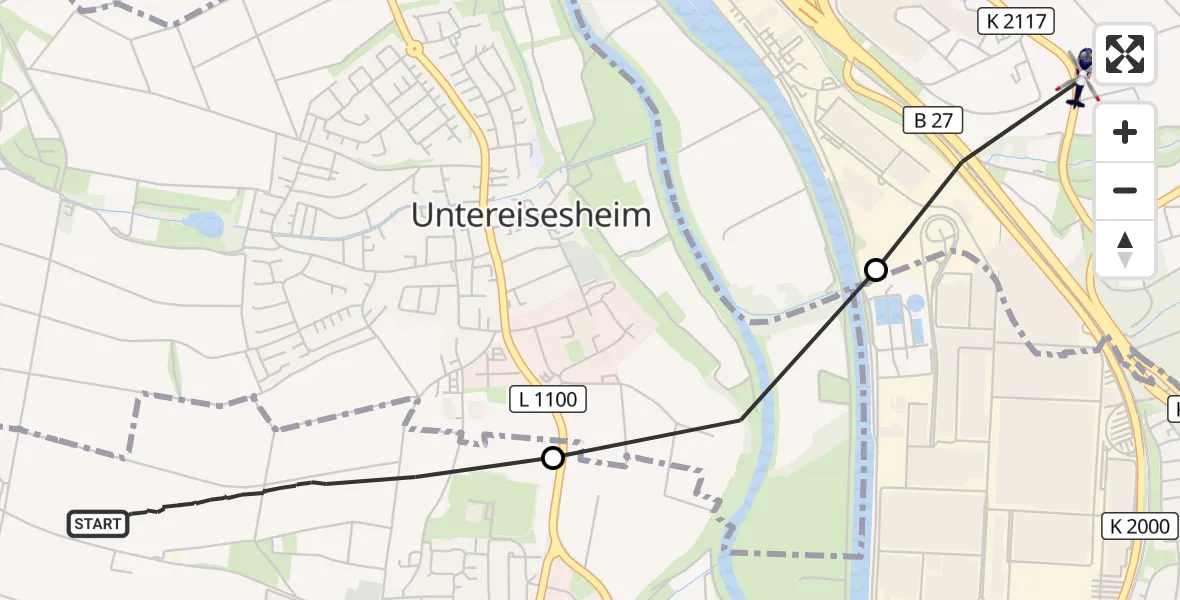 Flugroute Polizeihubschrauber Neckarsulm - Bad Friedrichshall, 17 September 2026, 15:21