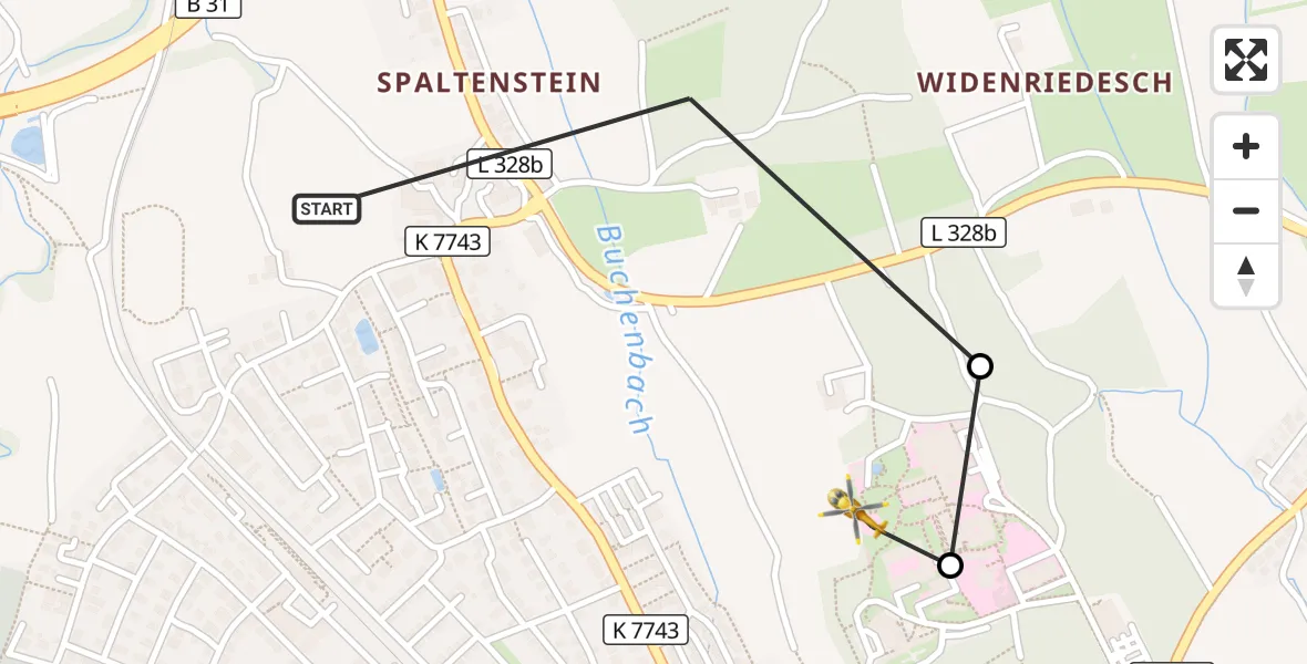 Flugroute Rettungshubschrauber Friedrichshafen - Friedrichshafen Hospital, 17 September 2026, 15:45