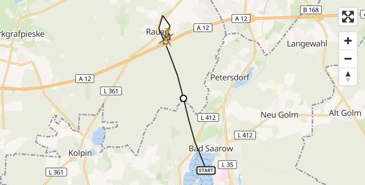 Flugroute Rettungshubschrauber Bad Saarow - Rauen, 17 September 2026, 15:57