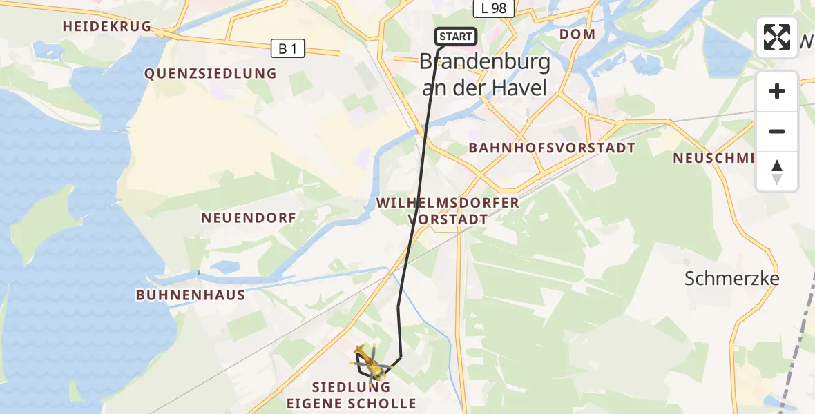 Flugroute Rettungshubschrauber Brandenburg an der Havel - Brandenburg an der Havel, 17 September 2026, 16:16