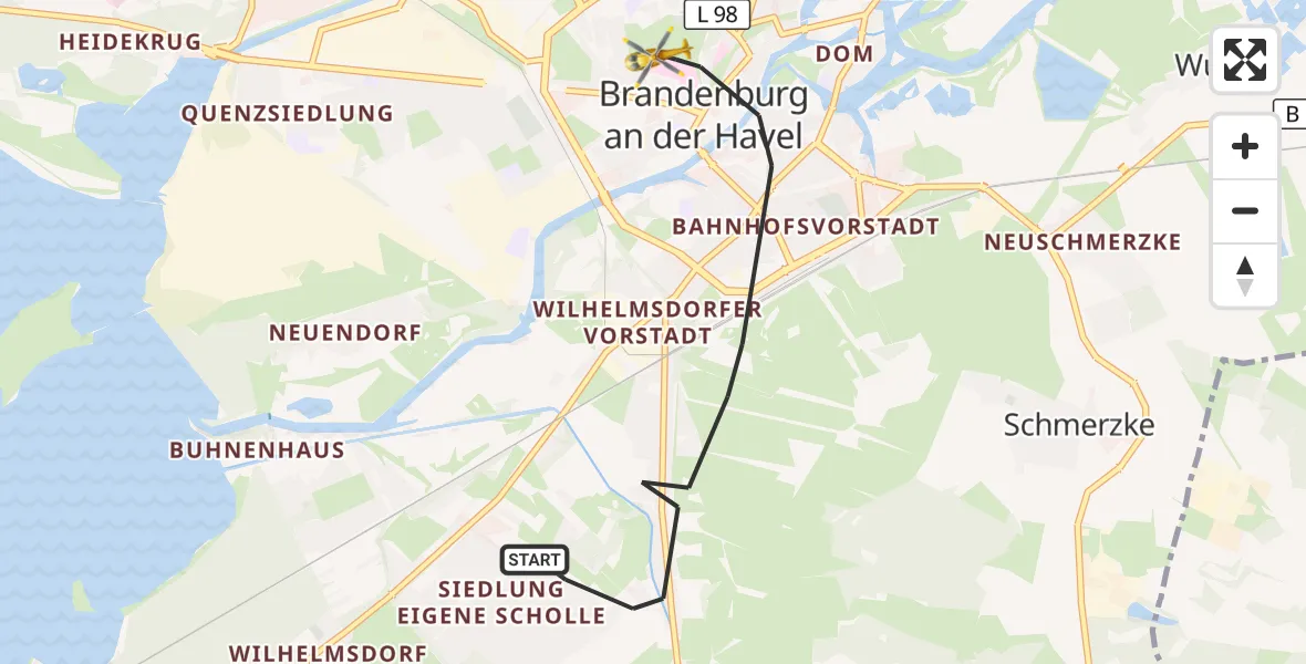 Flugroute Rettungshubschrauber Brandenburg an der Havel - Brandenburg an der Havel, 17 September 2026, 16:51