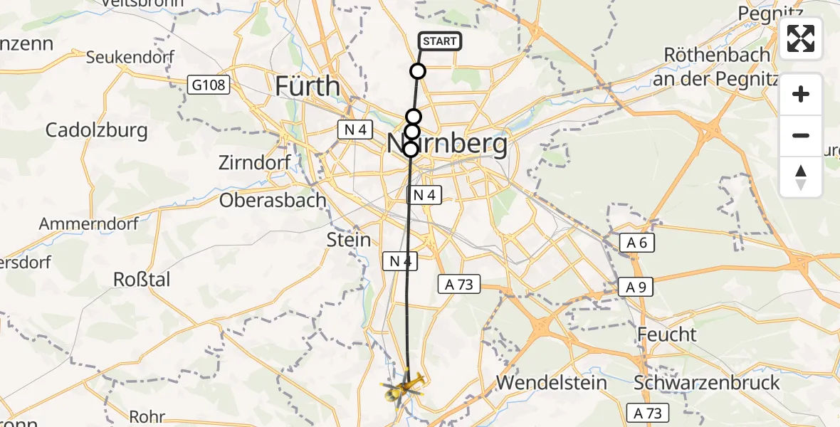 Flugroute Rettungshubschrauber Flughafen Nuremberg - Nürnberg, 17 September 2026, 16:55