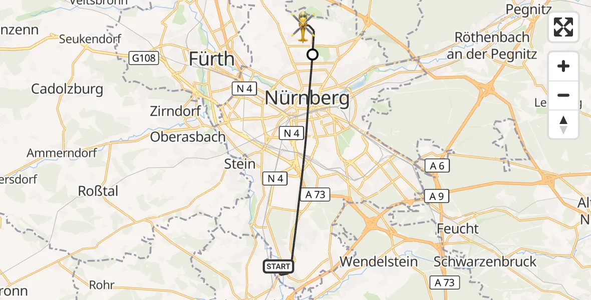 Flugroute Rettungshubschrauber Nürnberg - Flughafen Nuremberg, 17 September 2026, 17:21