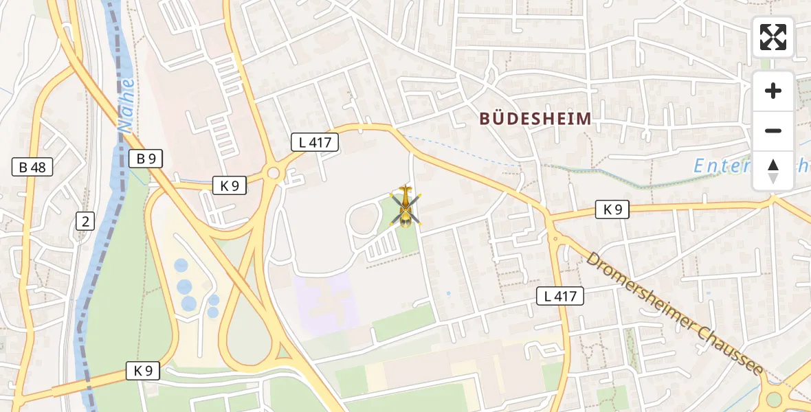 Flugroute Rettungshubschrauber Bingen am Rhein - Bingen am Rhein, 17 September 2026, 17:33