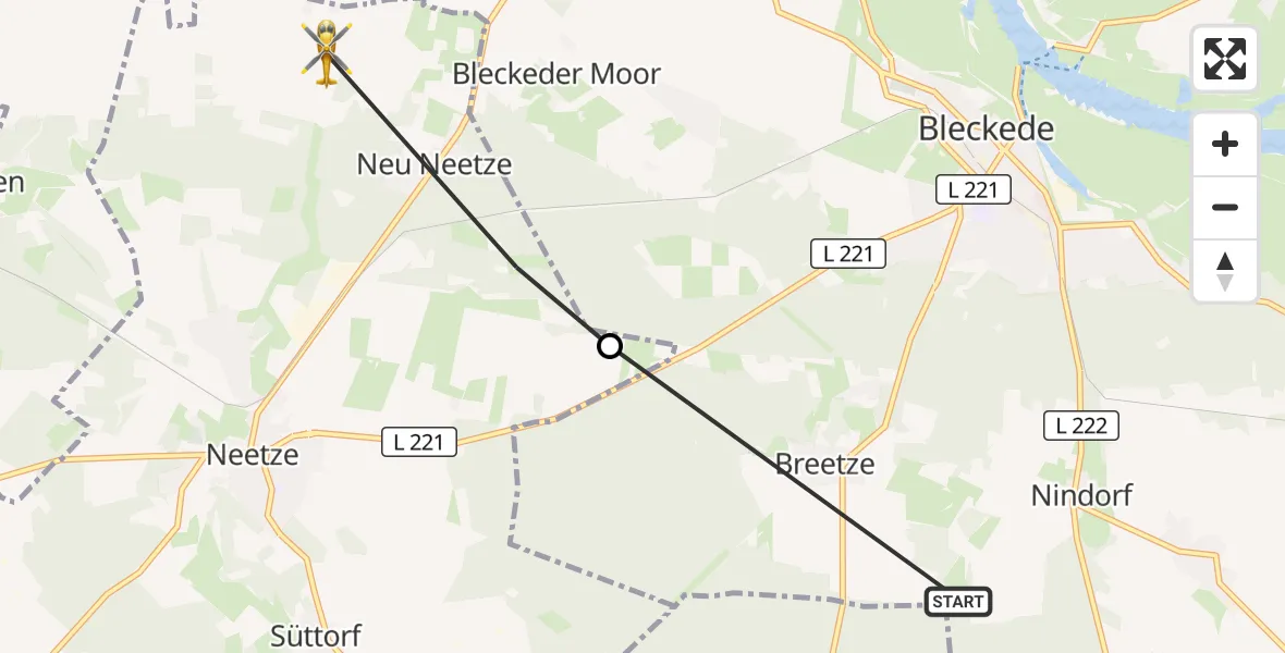 Flugroute Rettungshubschrauber Bleckede - Neetze, 17 September 2026, 17:36