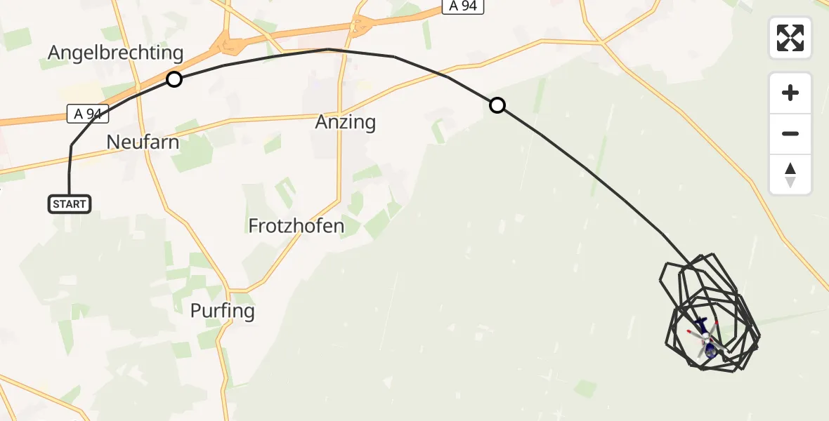 Flugroute Polizeihubschrauber Vaterstetten - Anzinger Forst, 17 September 2026, 18:33