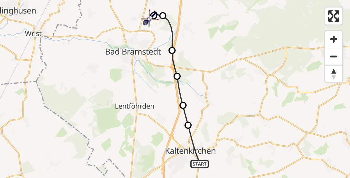 Flugroute Polizeihubschrauber Kaltenkirchen - Bad Bramstedt Hubschrauberlandeplatz, 17 September 2026, 20:46