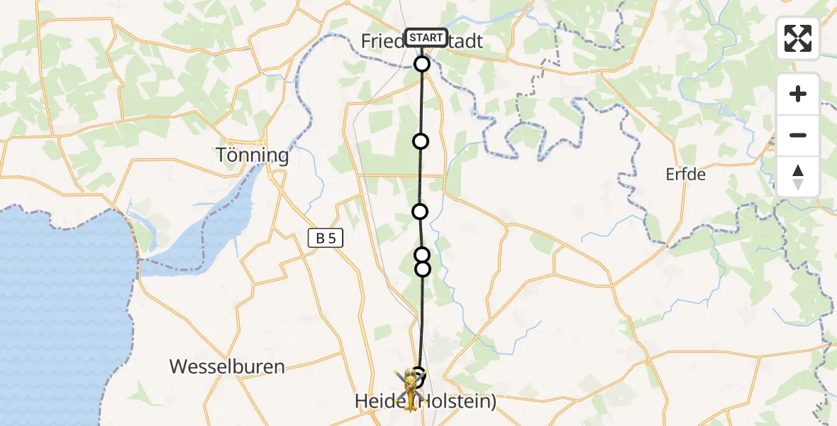 Flugroute Ambulanzhubschrauber Friedrichstadt - Heide, 17 September 2026, 21:55