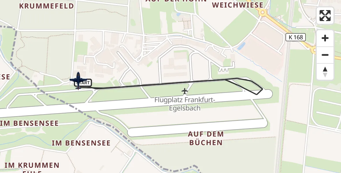 Flugroute Polizeiflugzeug Flughafen Frankfurt-Egelsbach - Flughafen Frankfurt-Egelsbach, 18 September 2026, 05:13