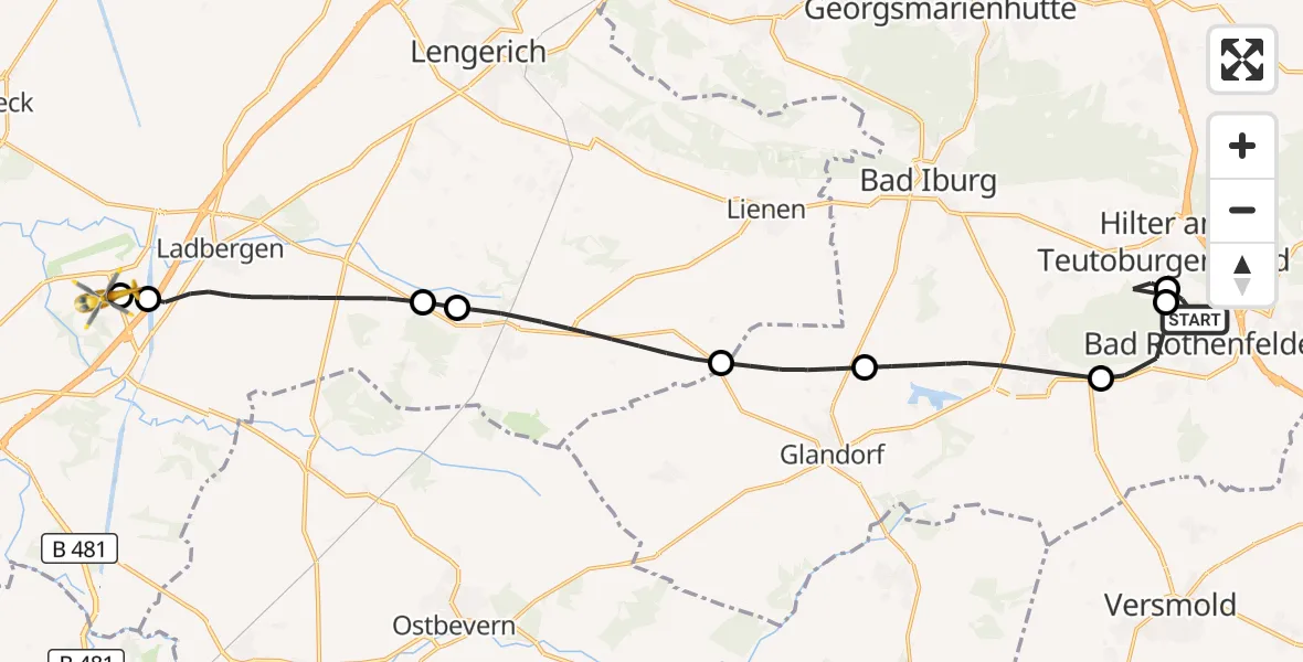 Flugroute Ambulanzhubschrauber Bad Rothenfelde - Christoph  Westfalen-ADAC, 18 September 2026, 05:29