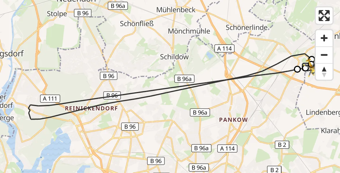 Flugroute Rettungshubschrauber Helios Clinic Berlin-Buch - Helios Clinic Berlin-Buch, 18 September 2026, 06:05