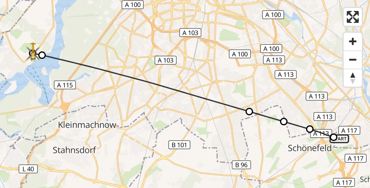 Flugroute Rettungshubschrauber Berlin - Berlin, 18 September 2026, 06:10