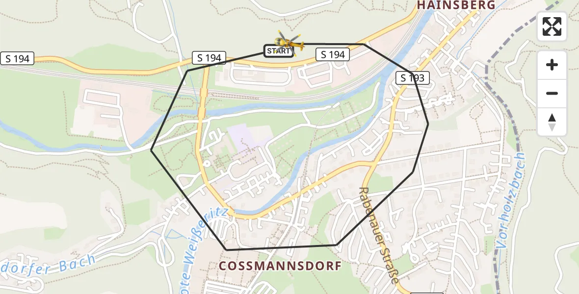 Flugroute Rettungshubschrauber Freital - Freital, 18 September 2026, 06:49