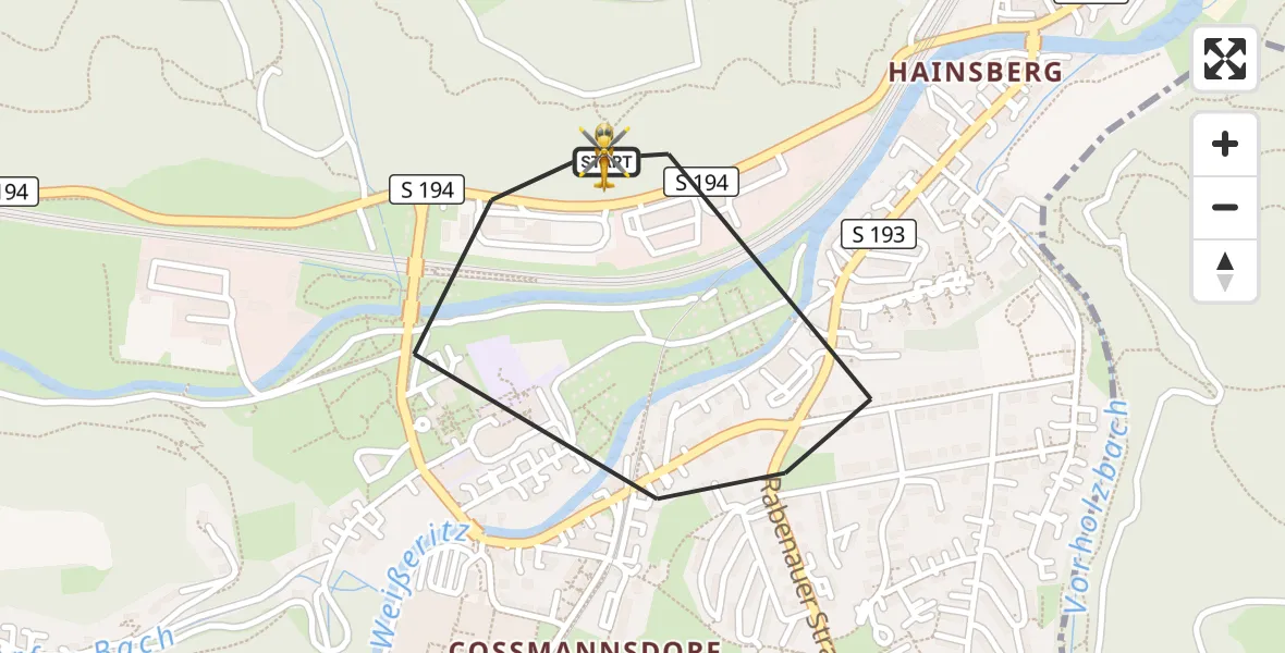 Flugroute Rettungshubschrauber Freital - Freital, 18 September 2026, 06:52
