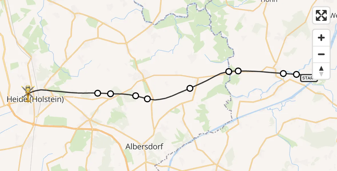 Flugroute Ambulanzhubschrauber Hörsten - Heide, 18 September 2026, 07:10