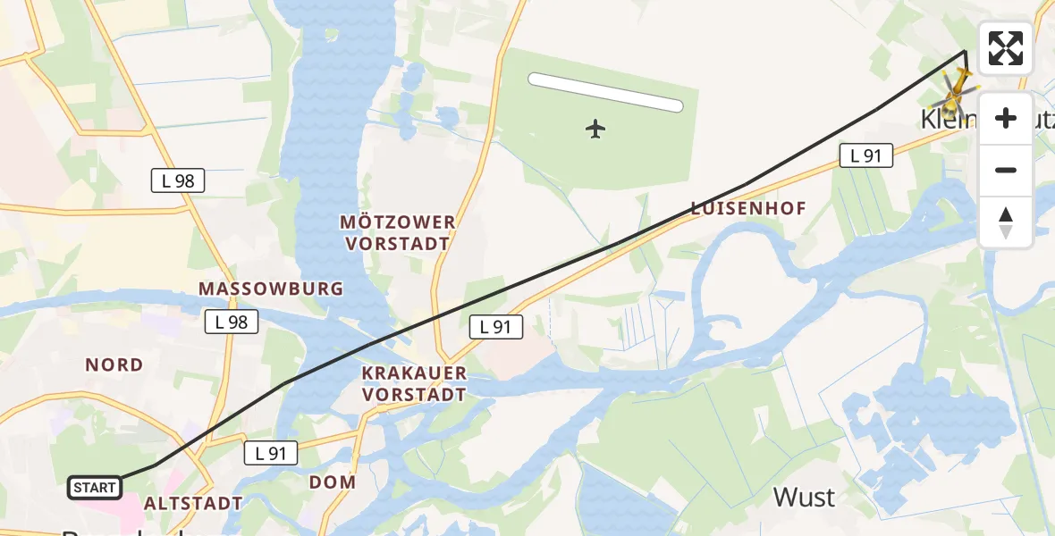Flugroute Rettungshubschrauber Brandenburg an der Havel - Brandenburg an der Havel, 18 September 2026, 07:19