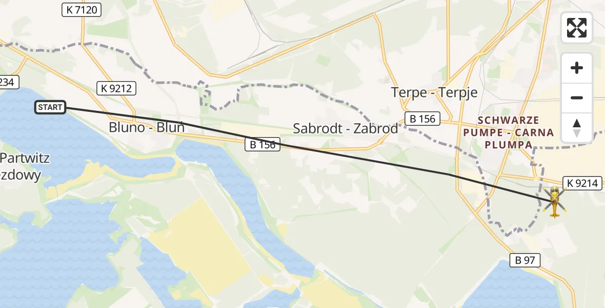 Flugroute Rettungshubschrauber Elsterheide - Spreetal, 18 September 2026, 07:34