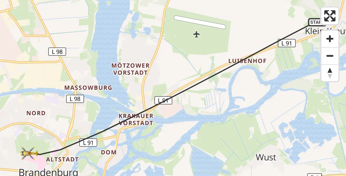 Flugroute Rettungshubschrauber Brandenburg an der Havel - Brandenburg an der Havel, 18 September 2026, 07:44