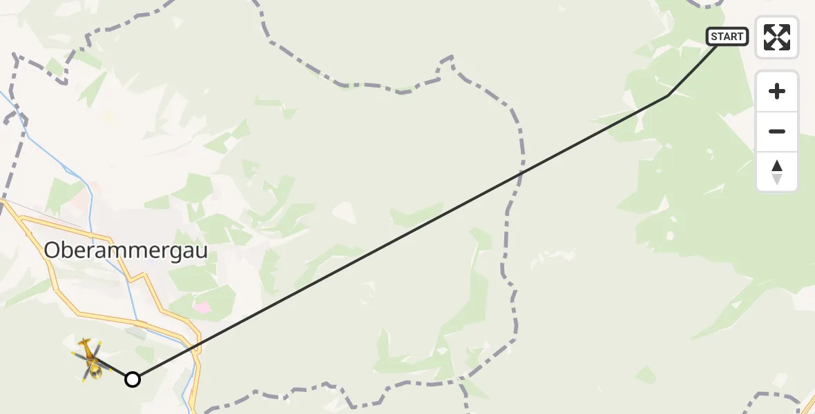 Flugroute Rettungshubschrauber Schwaigen - Oberammergau, 18 September 2026, 08:38