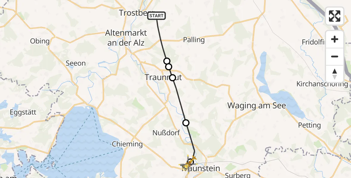 Flugroute Rettungshubschrauber Trostberg - Traunstein Hospital, 18 September 2026, 09:14