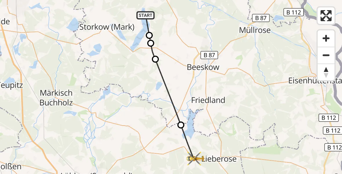 Flugroute Rettungshubschrauber Bad Saarow - Schwielochsee, 18 September 2026, 09:28