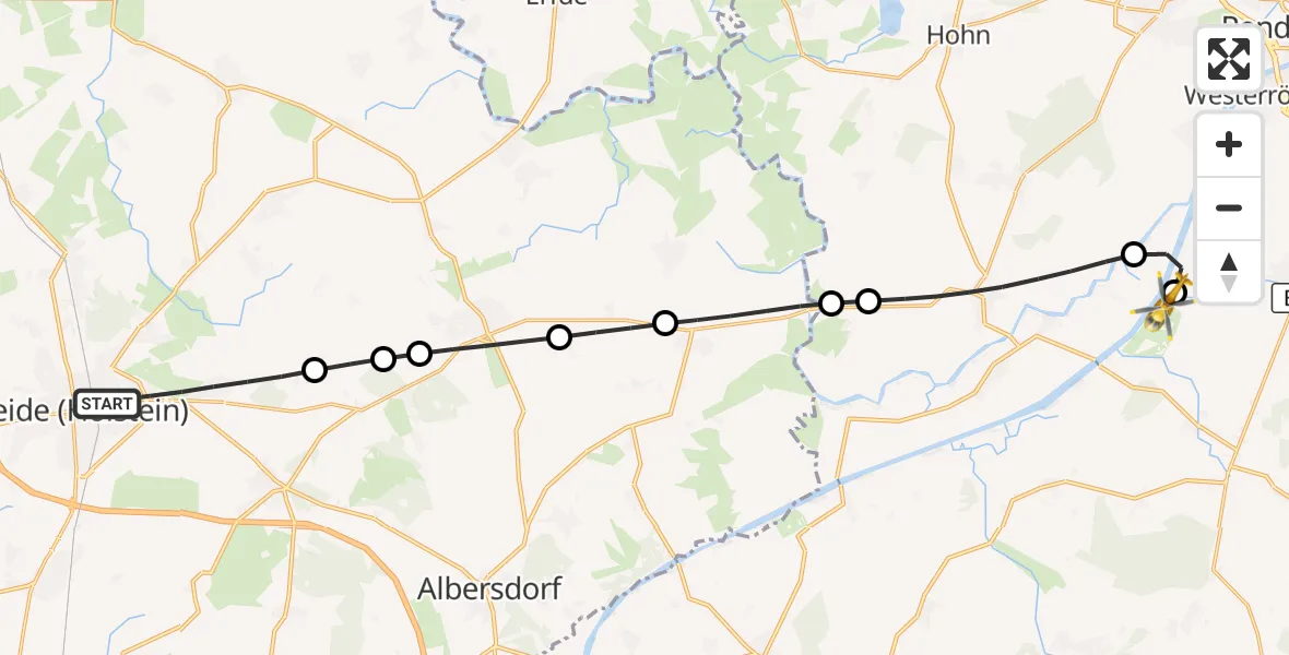 Flugroute Ambulanzhubschrauber Heide - Hörsten, 18 September 2026, 10:15