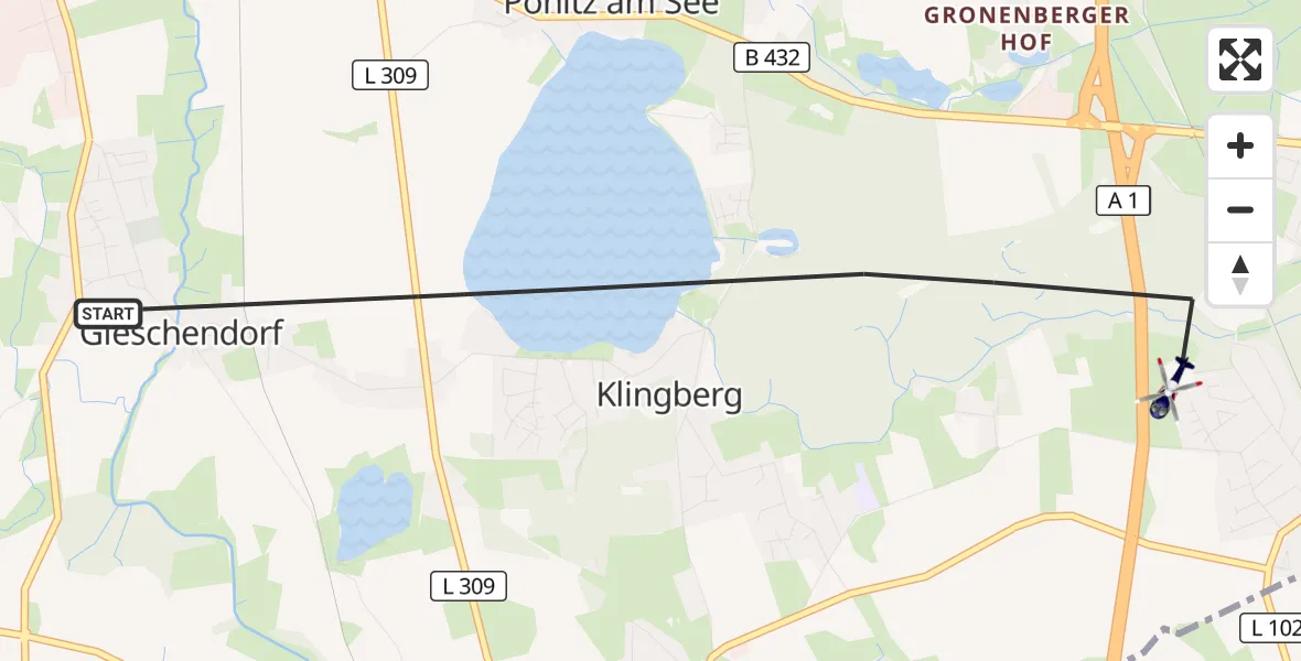 Flugroute Polizeihubschrauber Scharbeutz - Scharbeutz, 18 September 2026, 11:04