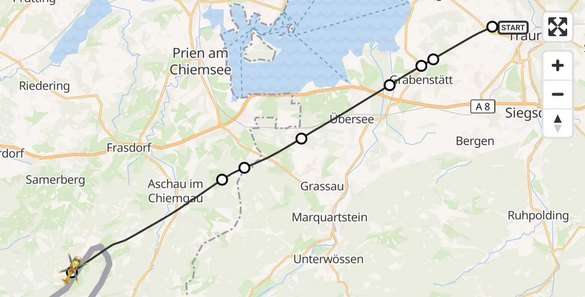 Flugroute Rettungshubschrauber Traunstein - Samerberg, 18 September 2026, 11:14