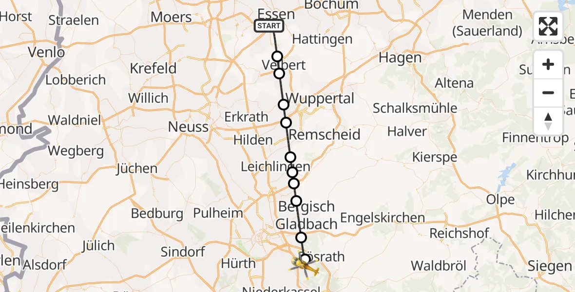 Flugroute Ambulanzhubschrauber Essen - Köln Bonn Flughafen, 18 September 2026, 11:44