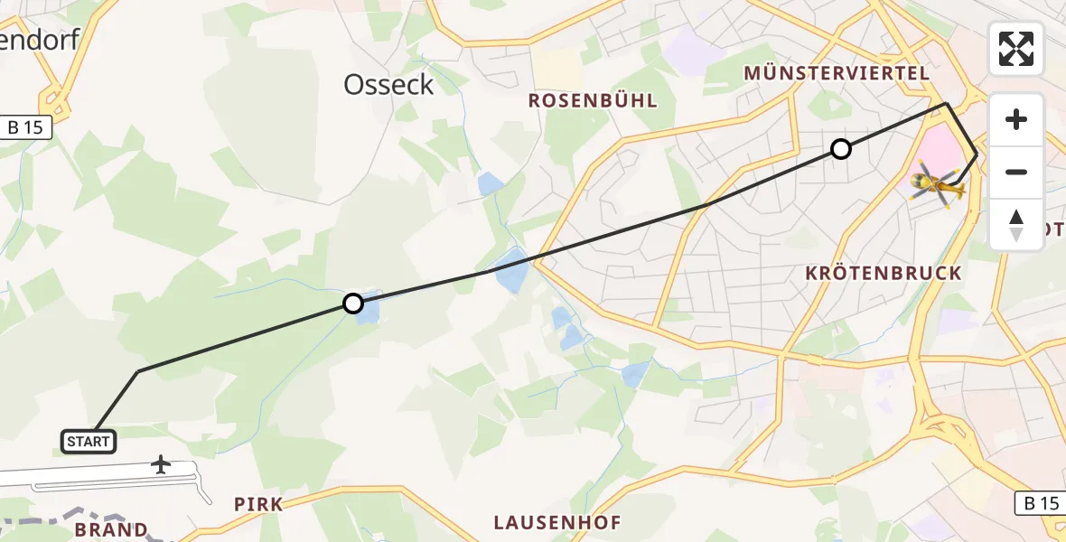 Flugroute Rettungshubschrauber Hof-Plauen Flughafen - Sana Clinic Hof Hubschrauberlandeplatz, 18 September 2026, 11:49