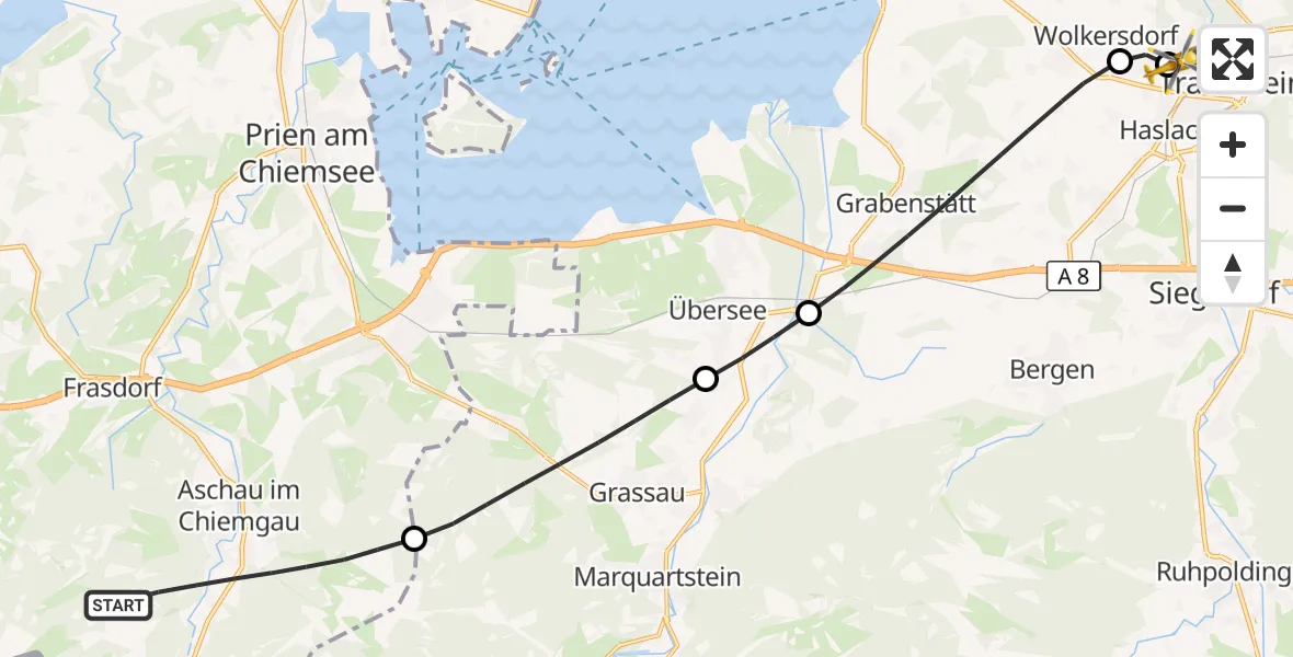Flugroute Rettungshubschrauber Aschau i.Chiemgau - Traunstein Hospital, 18 September 2026, 11:53