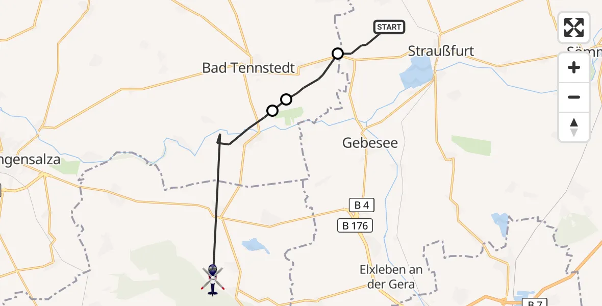 Flugroute Polizeihubschrauber Schwerstedt - Großfahner, 18 September 2026, 12:29