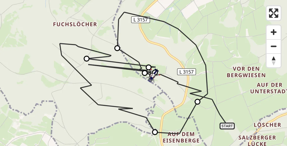 Flugroute Polizeihubschrauber Neuenstein - Schwarzenborn, 18 September 2026, 13:53