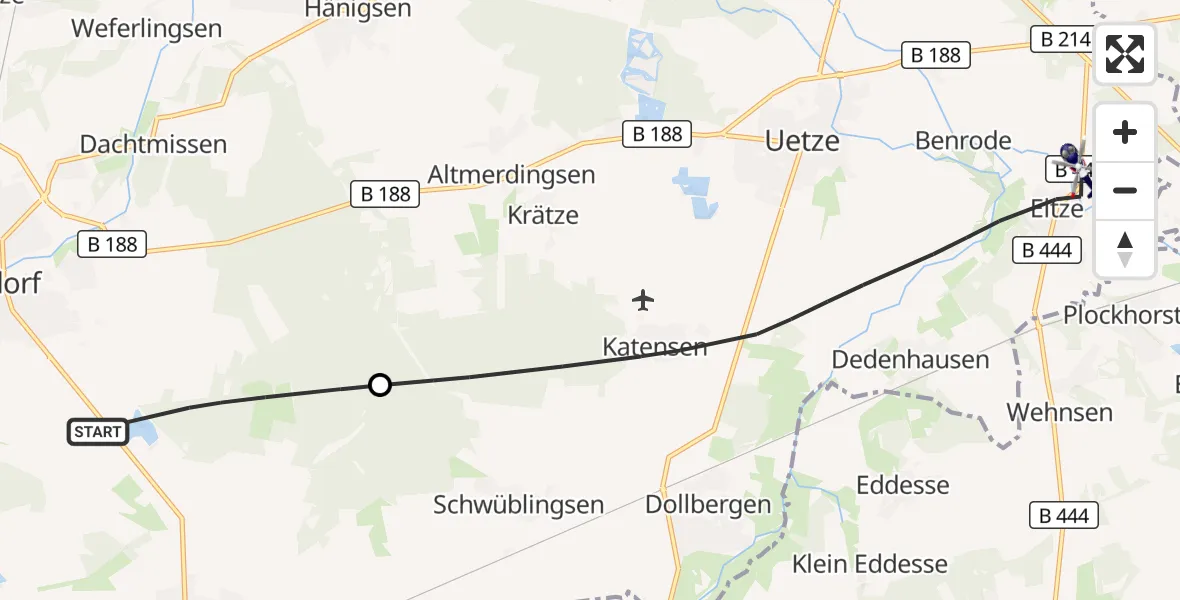 Flugroute Polizeihubschrauber Burgdorf - Uetze, 18 September 2026, 14:04