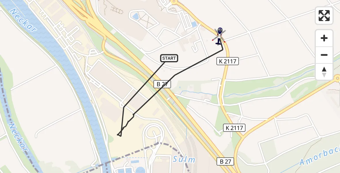 Flugroute Polizeihubschrauber Bad Friedrichshall - Bad Friedrichshall, 18 September 2026, 14:08