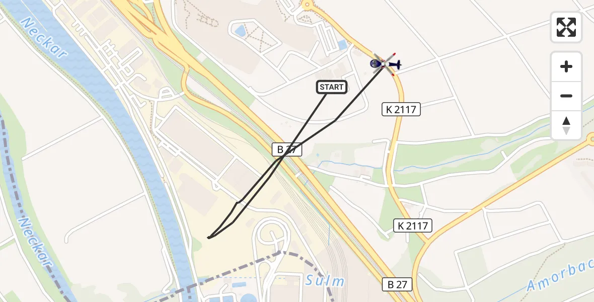 Flugroute Polizeihubschrauber Bad Friedrichshall - Bad Friedrichshall, 18 September 2026, 14:49