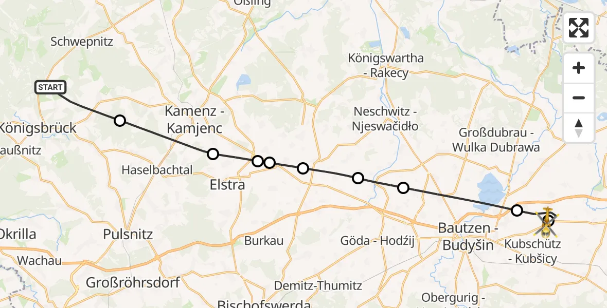 Flugroute Rettungshubschrauber Neukirch - Bautzen Flugplatz, 18 September 2026, 14:54
